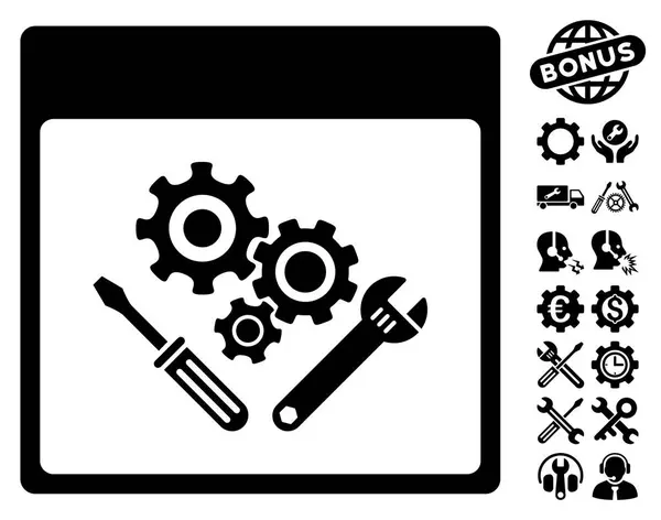 Outillage d'engrenage Calendrier Page Icône vectorielle avec bonus — Image vectorielle