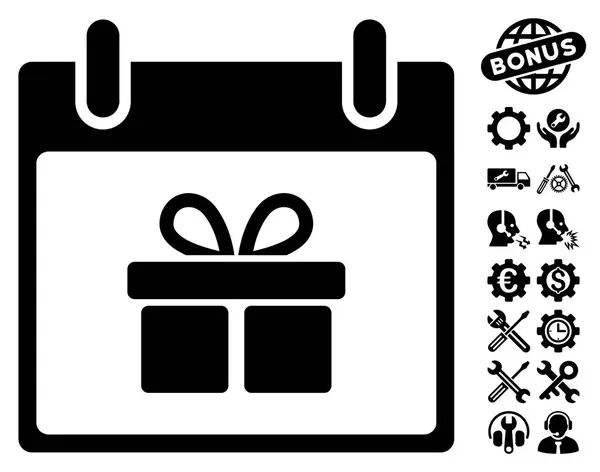 Caja de regalo Calendario Día Vector icono con bono — Archivo Imágenes Vectoriales