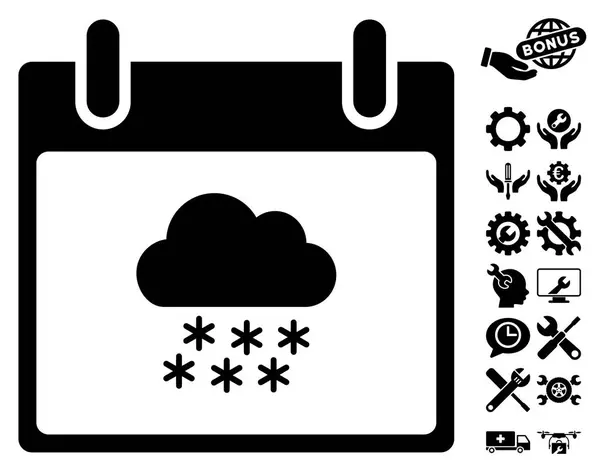 Neve nuvem calendário dia vetor ícone com bônus — Vetor de Stock