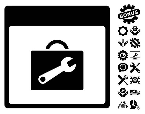 Caja de herramientas Calendario Página Vector Icono Con Bono — Vector de stock