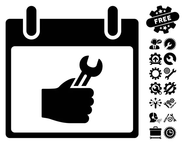 Schraubenschlüssel Service Hand Kalendertag Vektor-Symbol mit Bonus — Stockvektor