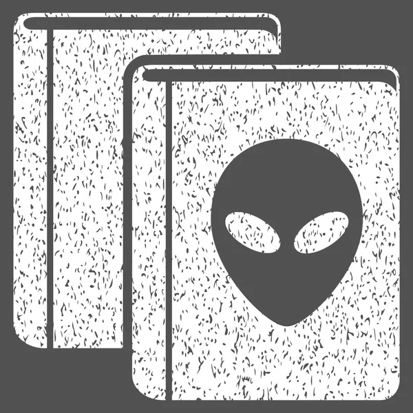 Alien-Bibliothek körniges Textur-Symbol — Stockvektor