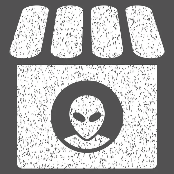 Icono de textura granulada de la tienda alienígena — Archivo Imágenes Vectoriales