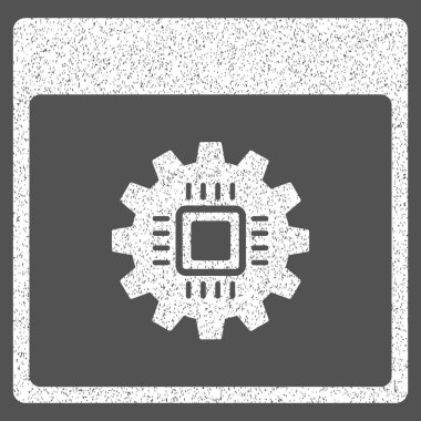 Çip dişli takvim sayfası grenli doku simgesi