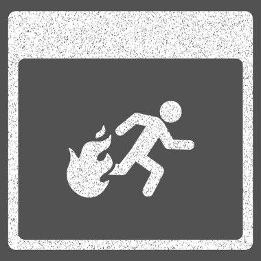 Yangın tahliye adam takvim sayfası grenli doku simgesi