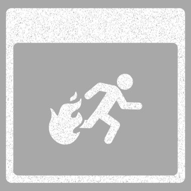 Yangın tahliye adam takvim sayfası grenli doku simgesi