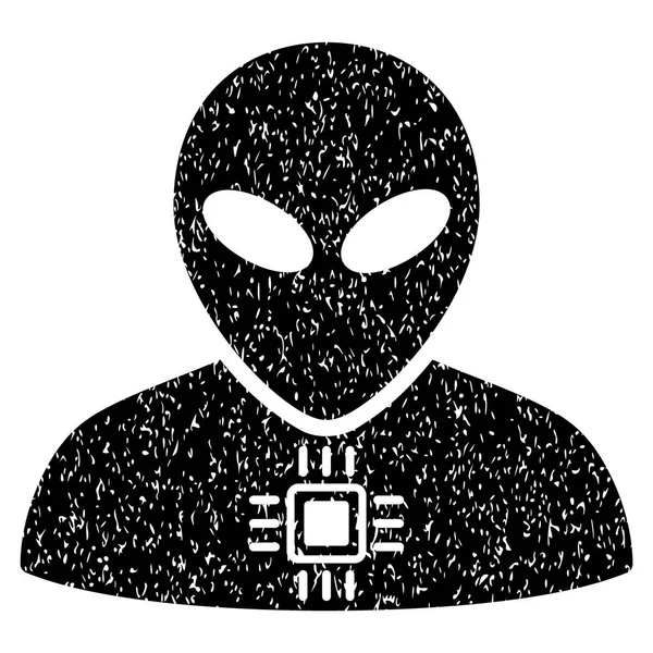 Alien Cyborg ziarniste tekstury ikony — Wektor stockowy