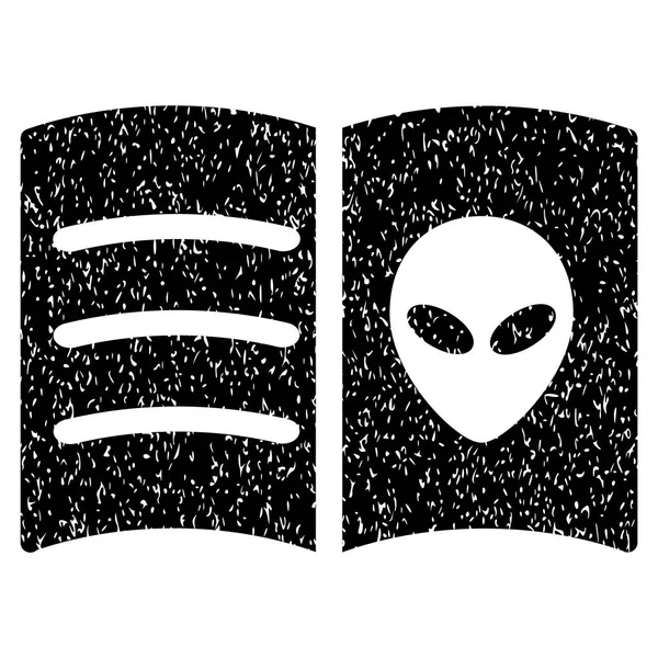 Alien Gesicht Buch körnige Textur Symbol — Stockvektor