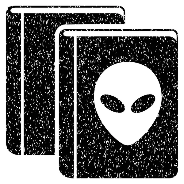 Alien-Bibliothek körniges Textur-Symbol — Stockvektor