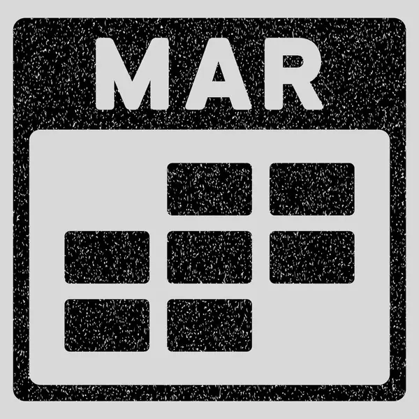 Calendario de Marzo Cuadrícula Textura Grainy Icono — Archivo Imágenes Vectoriales