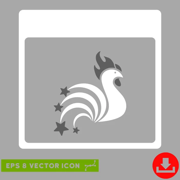 Rooster Fireworks Calendar Página Vector Eps icono — Vector de stock