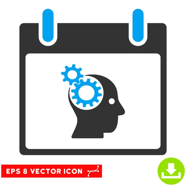 Engranajes cerebrales Calendario Día Vector Eps Icono — Archivo Imágenes Vectoriales