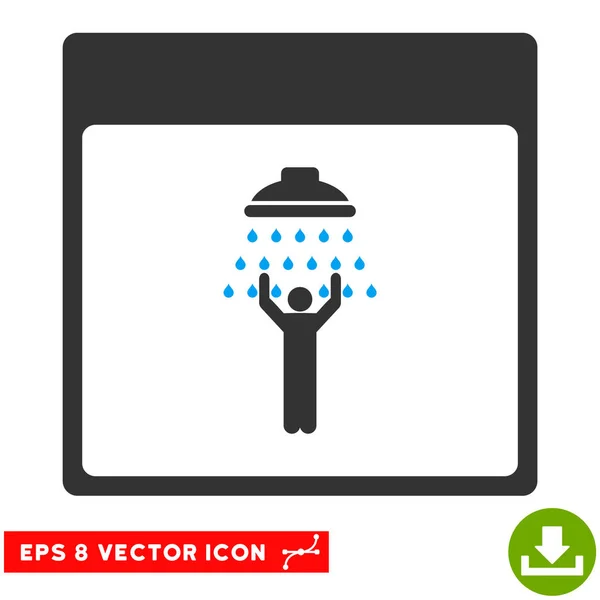 Man Shower Calendar Página Vector Eps Ícone — Vetor de Stock