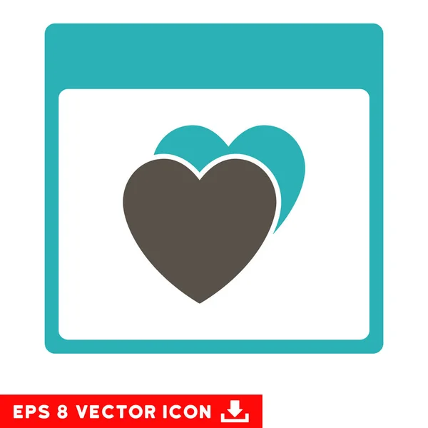 Hearts Calendar Page Vector Eps Icon — Stock Vector