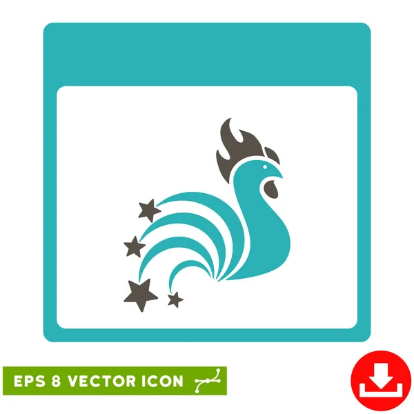 Rooster Fireworks Calendar Page Vector Eps Icon — Stock Vector