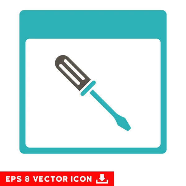 Screwdriver Calendar Page Vector Eps Icon — Stock Vector