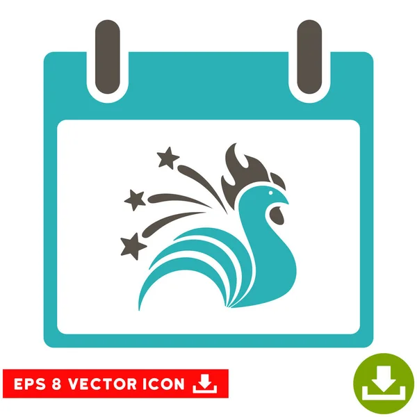 Calendário Rooster Sparkle Dia Vector Eps Ícone — Vetor de Stock