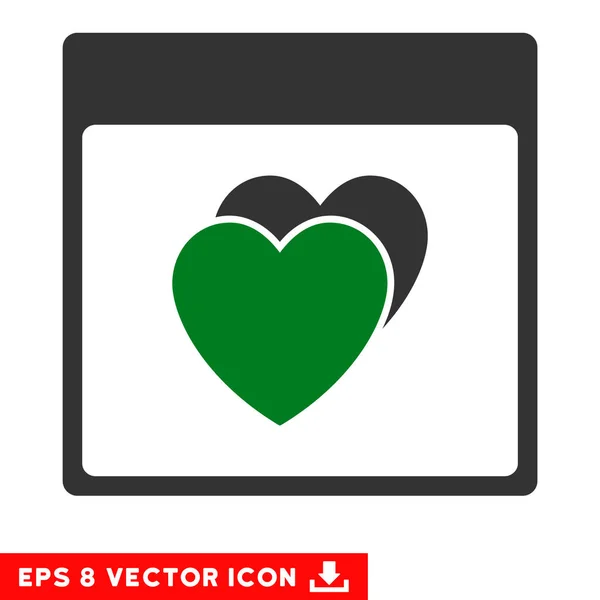 Hearts Calendar Page Vector Eps Icon — Stock Vector