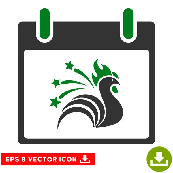 Sparkle Rooster Calendrier Jour vecteur Eps Icône — Image vectorielle