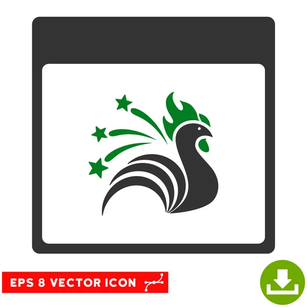 Sparkle Rooster Calendar Page Vector Eps Icon — Stock Vector