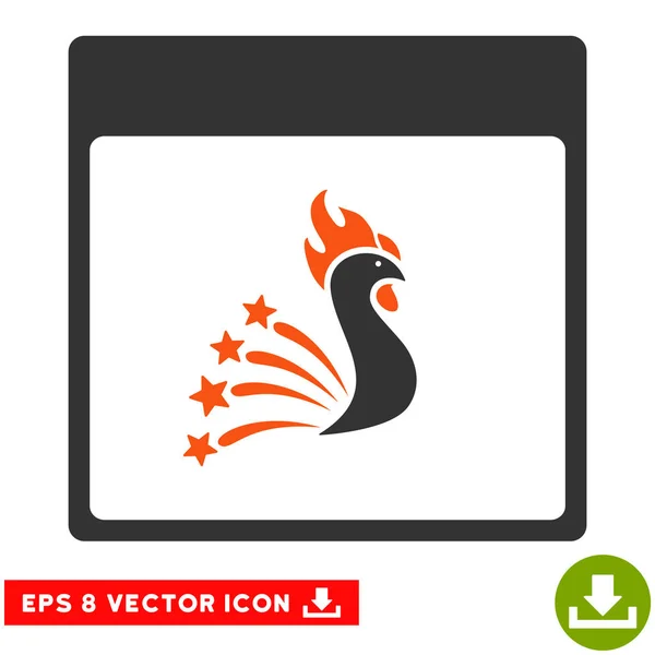 Festive Rooster Calendar Page Vector Eps Icon — Stock Vector