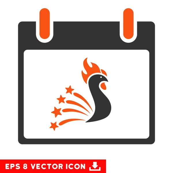 Festive Rooster Calendar Day Vector Eps Icon — Stock Vector