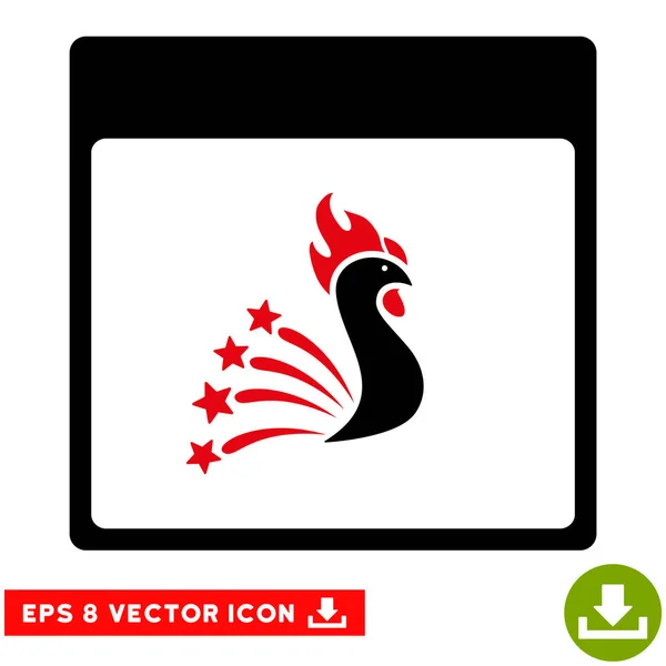 Festive Rooster Calendar Page Vector Eps Icon — Stock Vector