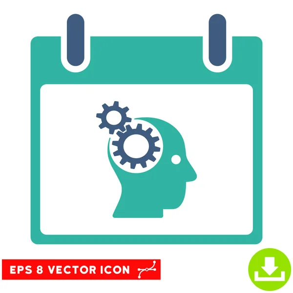 Brain Gears Calendar Day Vector Eps Icon — Stock Vector