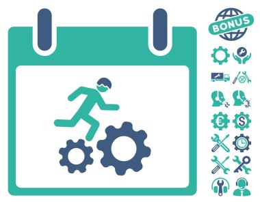 Bonus ile çalışan işçi takvim gün vektör simgesi