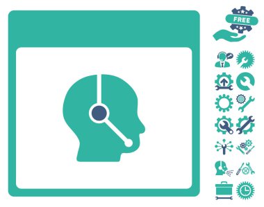 Telefonla satış operatör takvim sayfası vektör simge Bonus ile