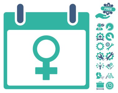 Bonus ile Venüs kadın sembol takvim gün vektör simgesi