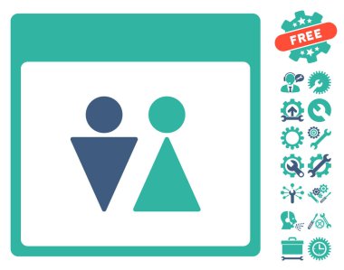 WC kişi ile Bonus sayfa vektör simge takvim