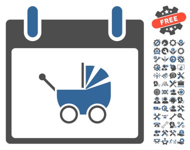 Bebek arabası takvim gün vektör simge Bonus ile