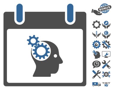 Bonus ile beyin Gears takvim gün vektör simgesi