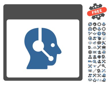 Çağrı Merkezi operatörü takvim sayfası vektör simge Bonus ile