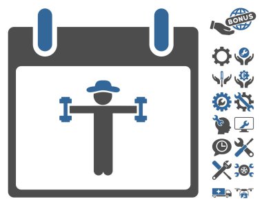 Bonus ile fitness takvim gün vektör simgesi