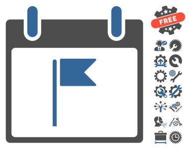 Bayrak takvim gün vektör simgesi Bonus ile