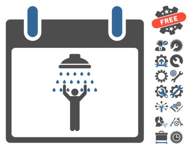 Bonus ile adam duş takvim gün vektör simgesi