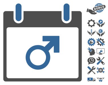 Bonus ile Mars erkek sembol takvim gün vektör simgesi