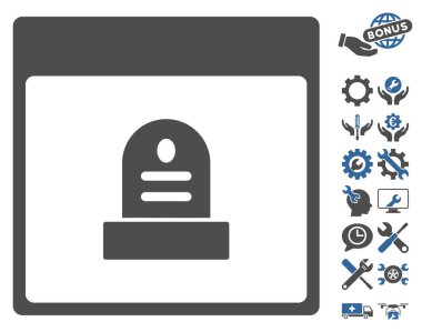 Anıt mezar taşı takvim sayfası vektör simge Bonus ile