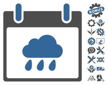 Bonus ile yağmur bulutu takvim gün vektör simgesi