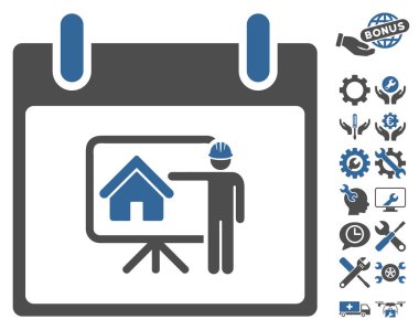 Bonus ile gayrimenkul geliştirici takvim gün vektör simgesi