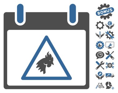 Takvim gün vektör simge Bonus ile uyarı horoz