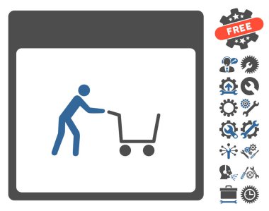 Bonus ile alışveriş sepeti takvim sayfası vektör simgesi