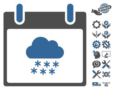 Bonus ile kar bulut takvim gün vektör simgesi