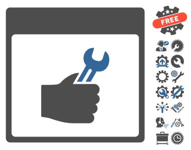 Anahtar hizmet el takvim sayfası vektör simgesini Bonus ile