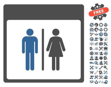 Tuvalet kişi ile Bonus sayfa vektör simge takvim