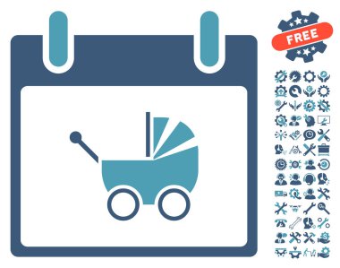 Bebek arabası takvim gün vektör simge Bonus ile