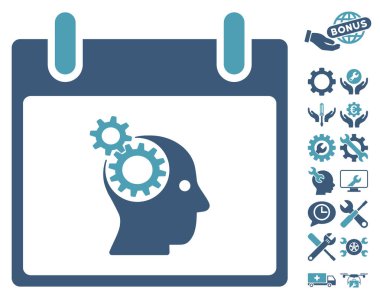 Bonus ile beyin Gears takvim gün vektör simgesi