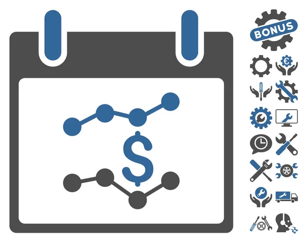 金融图表日历天矢量图标与奖金 — 图库矢量图片